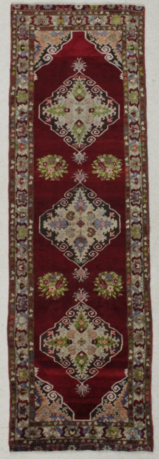 3x11 Red and Ivory Turkish Traditional Runner