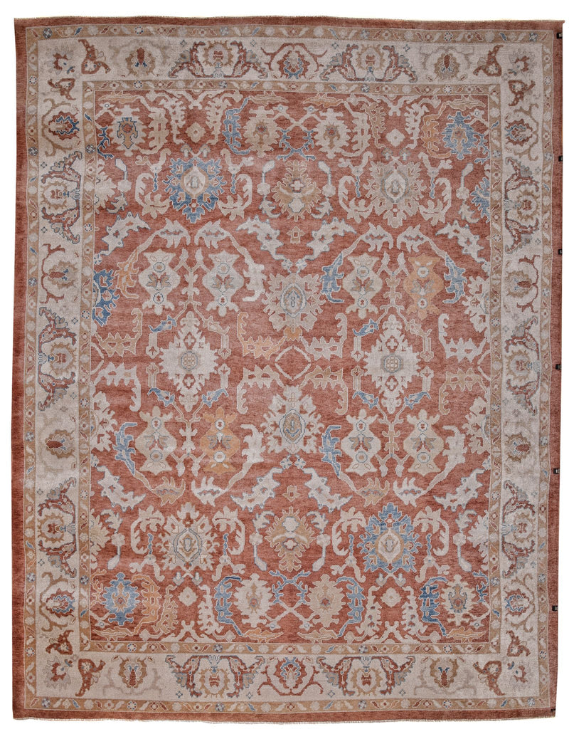 11x15 Brown and Beige Turkish Oushak Rug