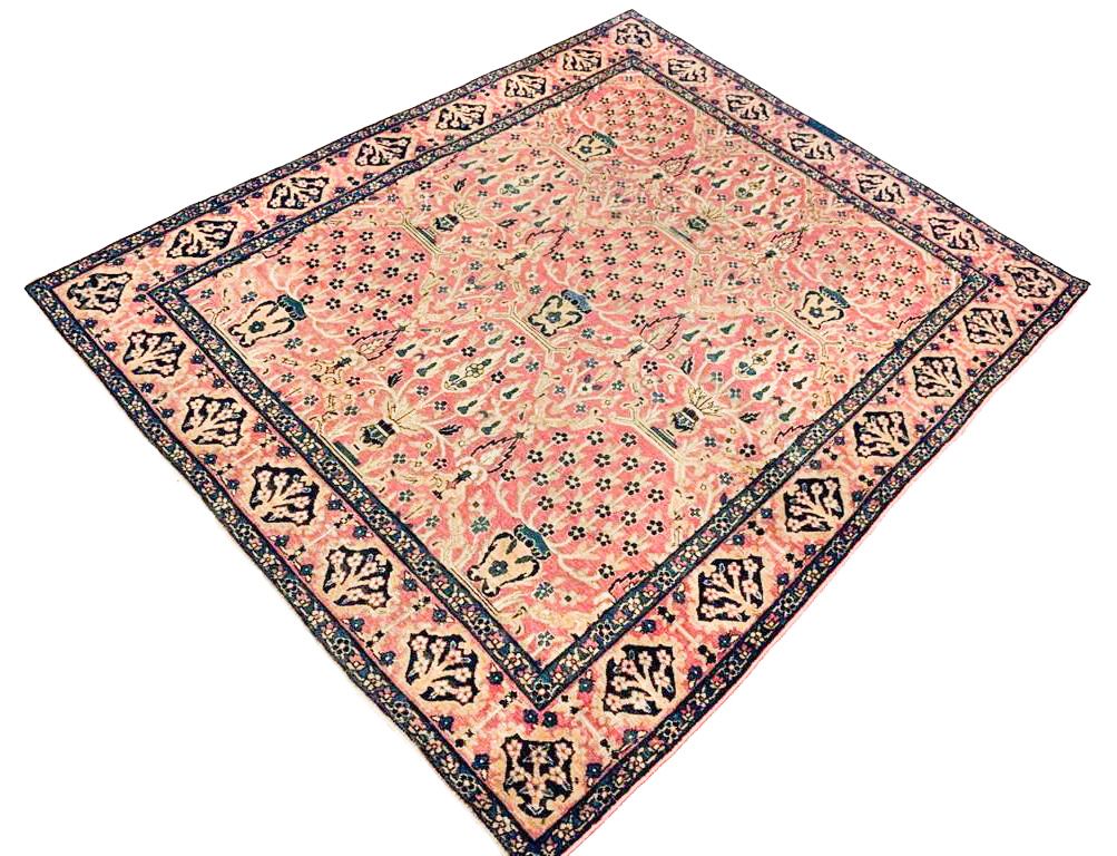 5x6 Pink and Navy Persian Rug