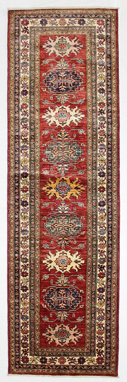 3x9 Red and Ivory Kazak Tribal Runner