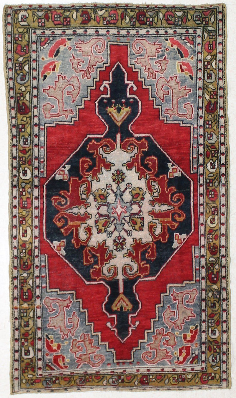 4x7 Red and Gold Turkish Tribal Rug