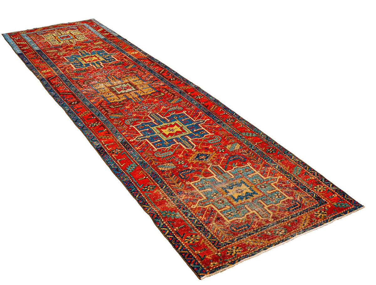 3x11 Red and Navy Persian Runner