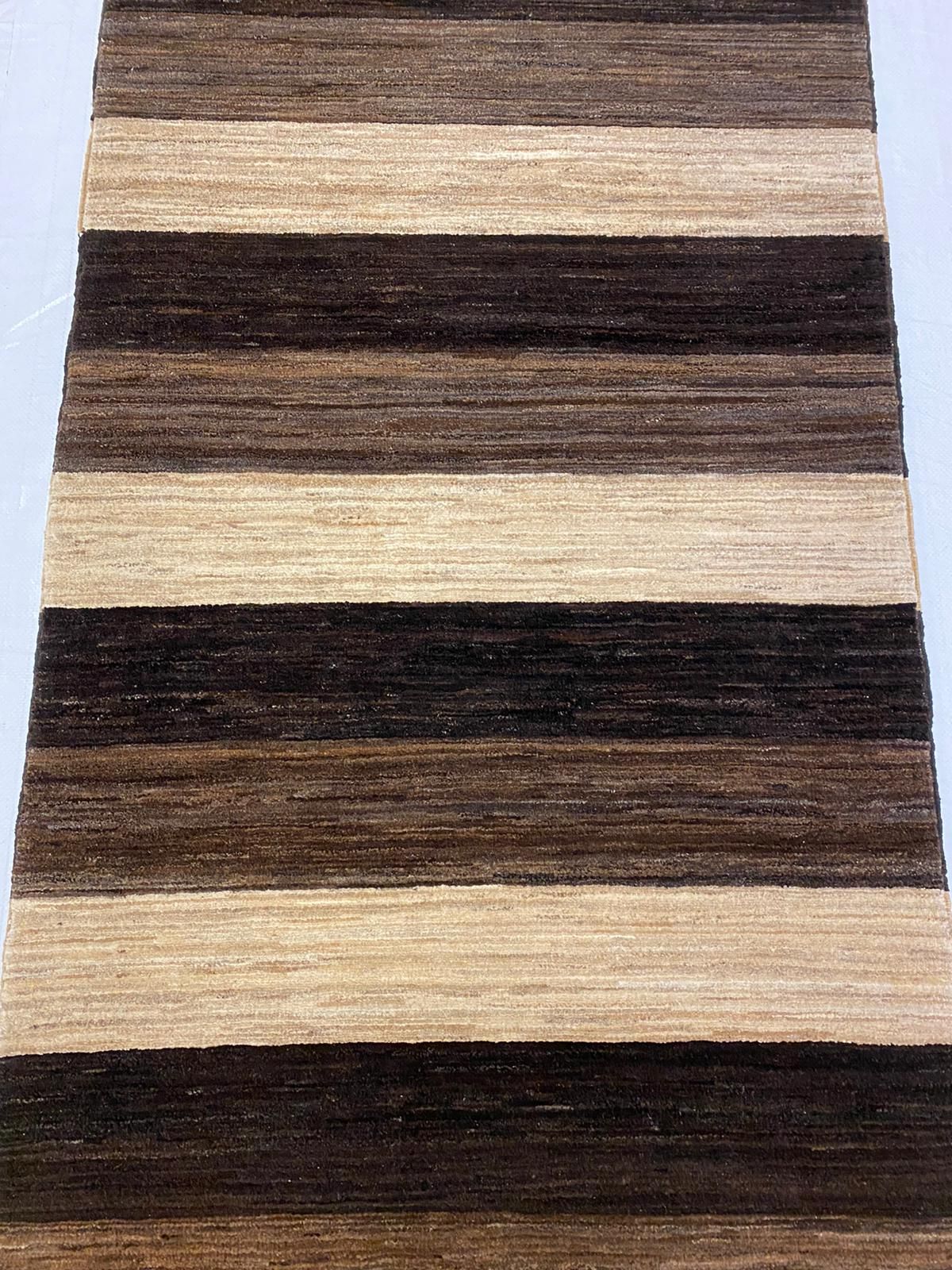 3x8 Brown and Ivory Modern Contemporary Runner