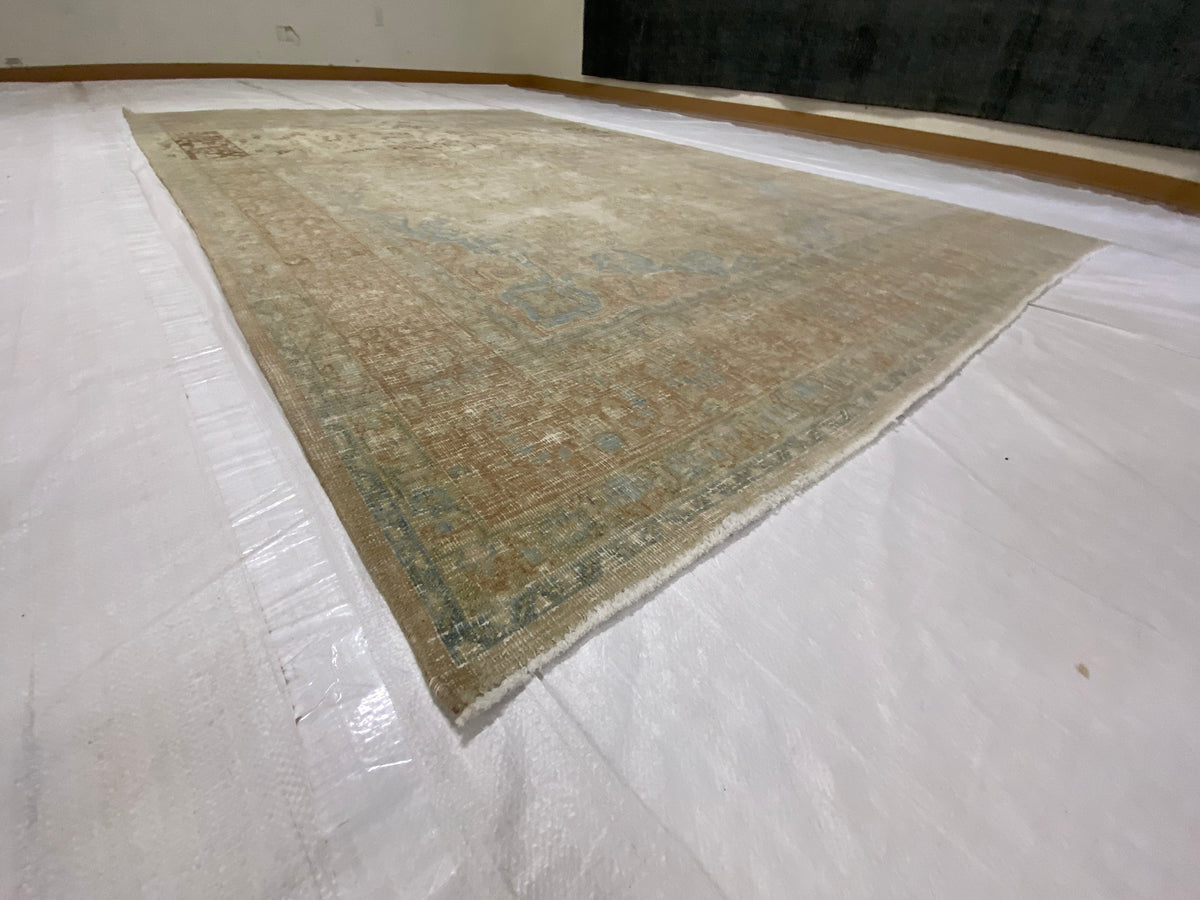 7x10 Blue and Beige Persian Traditional Rug