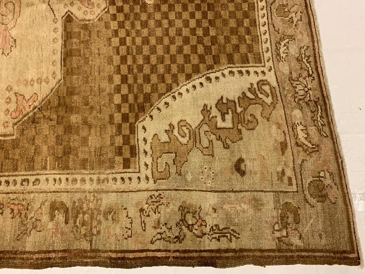 6x10 Brown and Ivory Turkish Tribal Rug