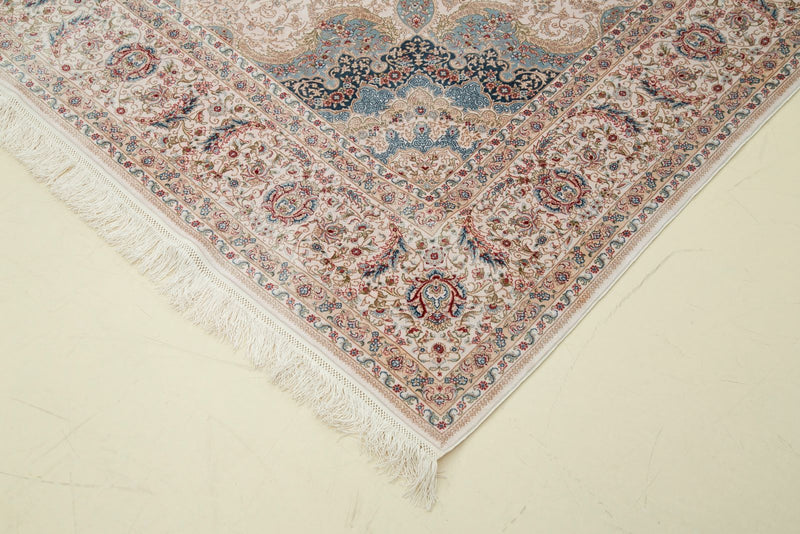 5x8 Ivory and Blue Turkish Antep Rug