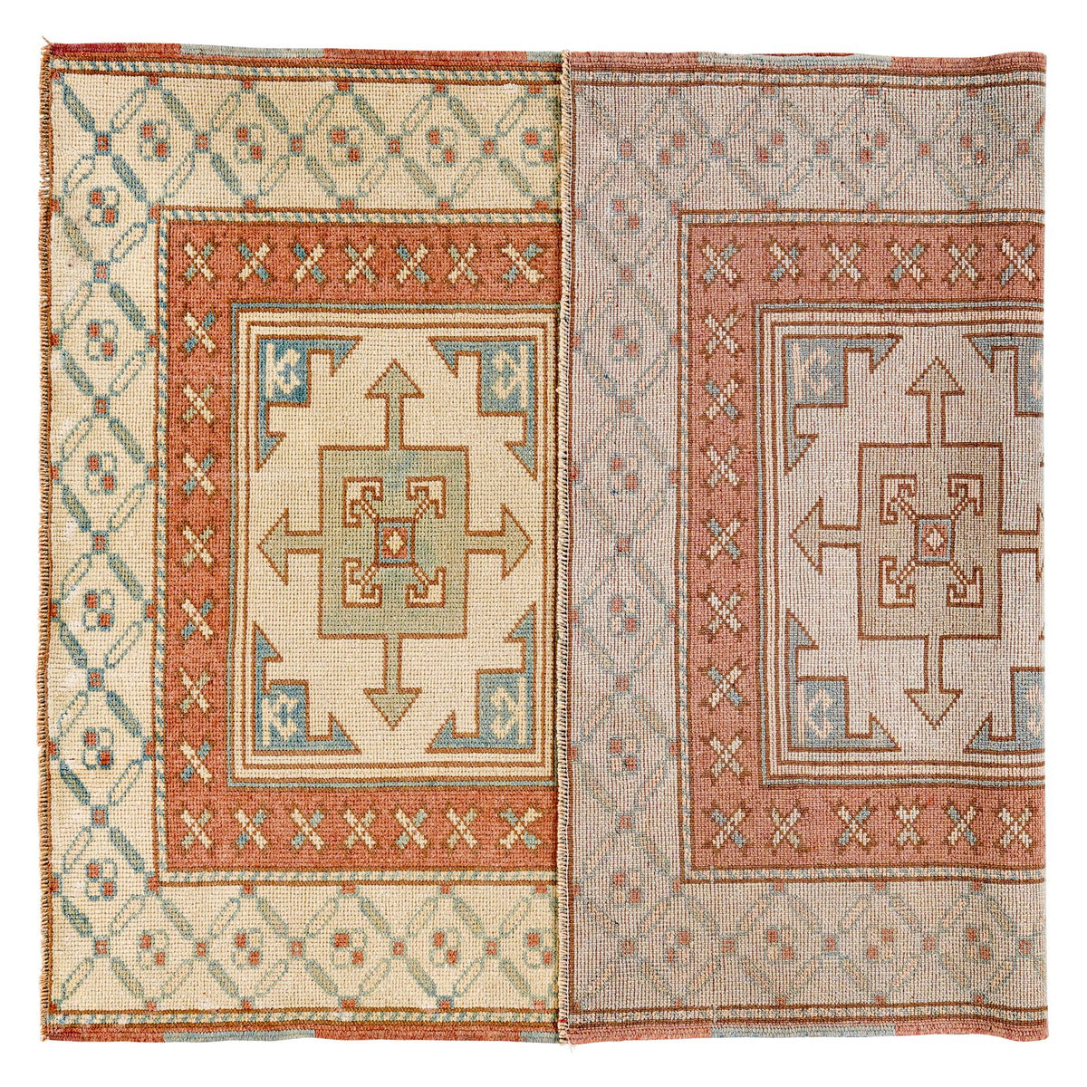 3x4 Beige and Red Turkish Tribal Rug