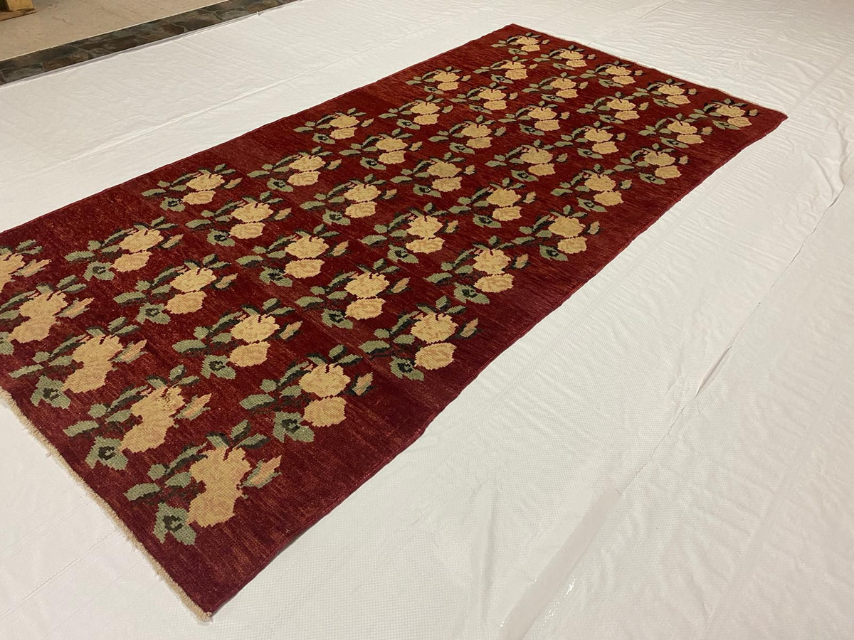 4x8 Red and Ivory Turkish Tribal Rug