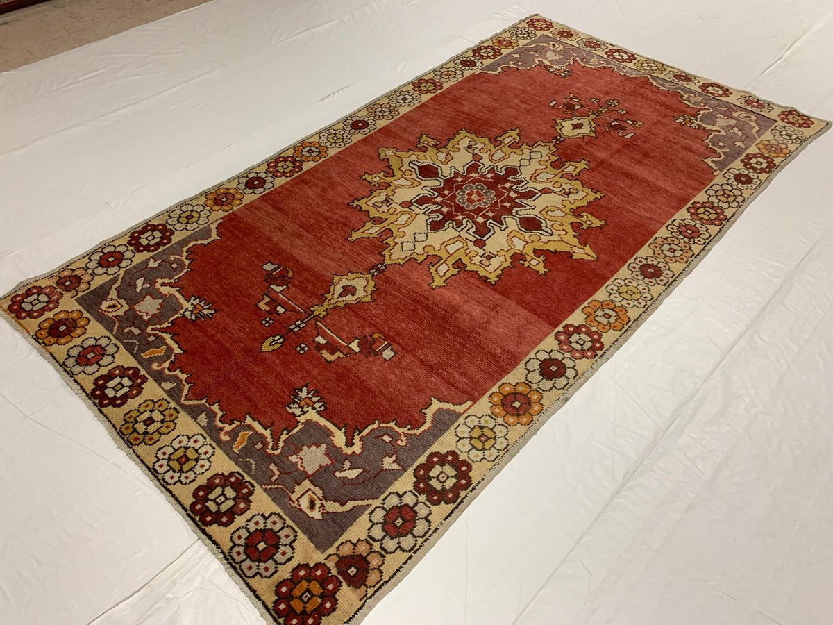 5x9 Red and Multicolor Turkish Tribal Rug