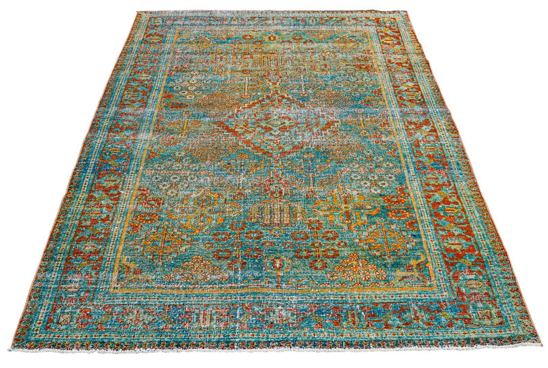 4x7 Blue and Red Persian Rug