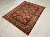 5x6 Red and Ivory Kazak Tribal Rug