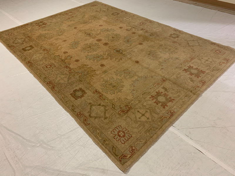 7x10 Beige and Beige Turkish Oushak Rug