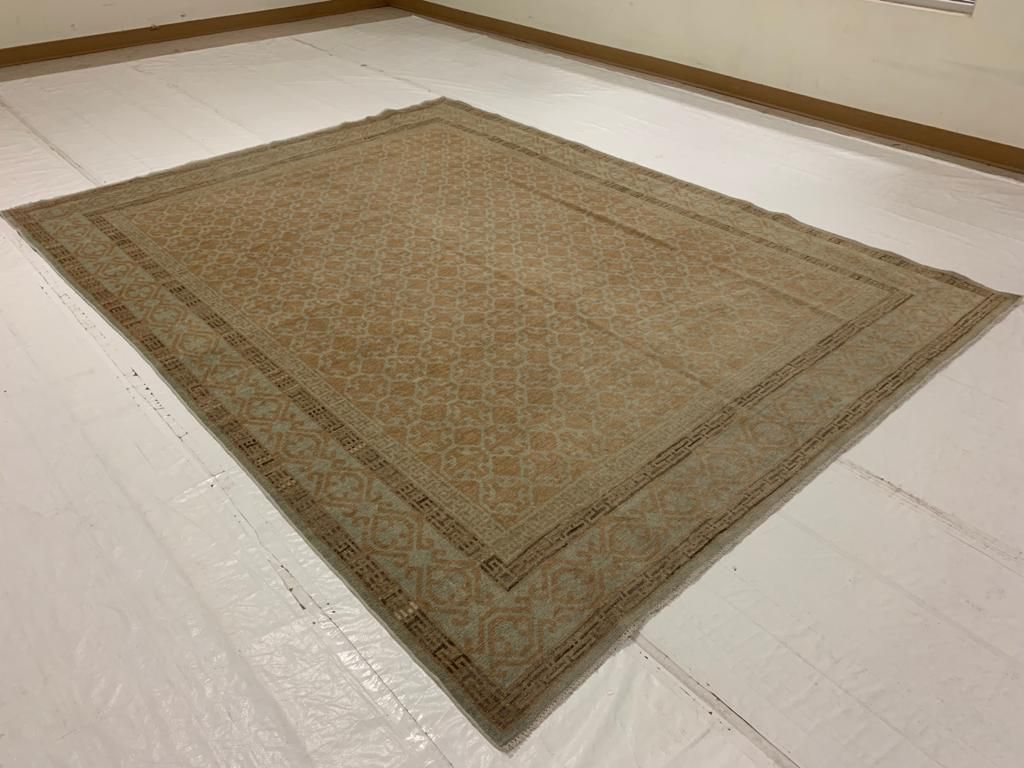 8x10 Brown and Blue Turkish Tribal Rug