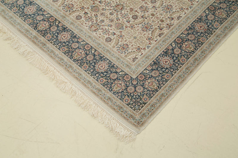 5x8 Ivory and Blue Turkish Antep Rug