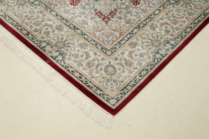 7x10 Red and Ivory Turkish Antep Rug