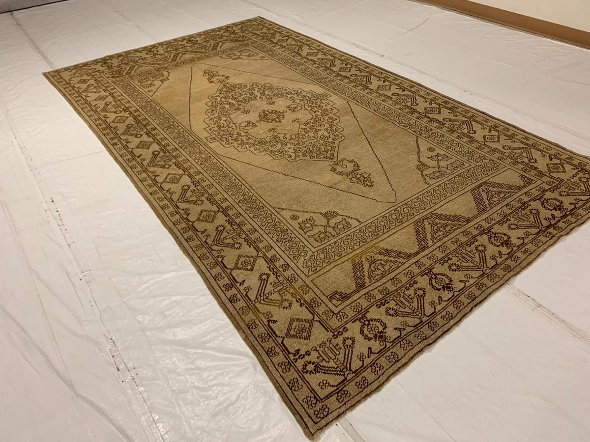 6x11 Ivory Turkish Tribal Rug