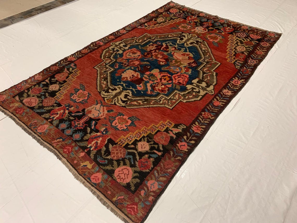 5x7 Red and Blue Anatolian Tribal Rug