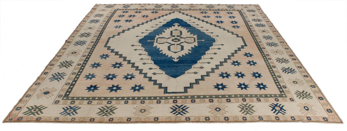 9x11 Navy and Pink Turkish Tribal Rug