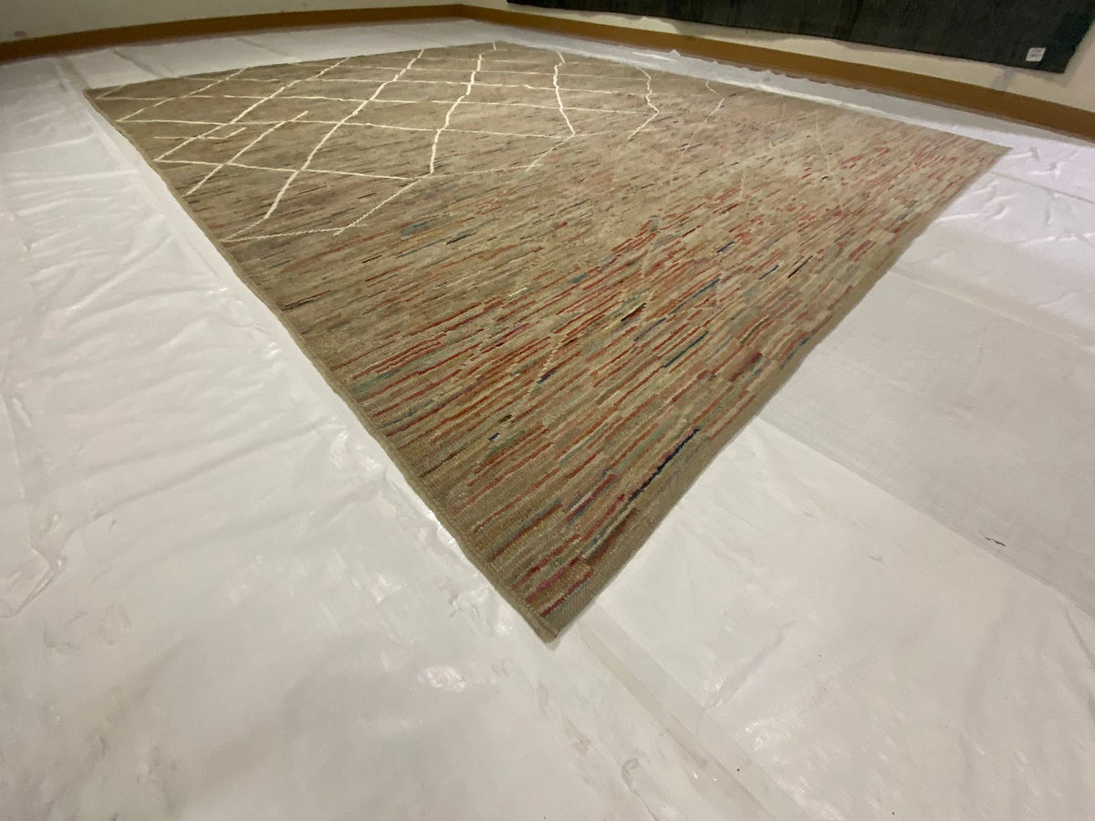 10x12 Pink and Beige Modern Contemporary Rug