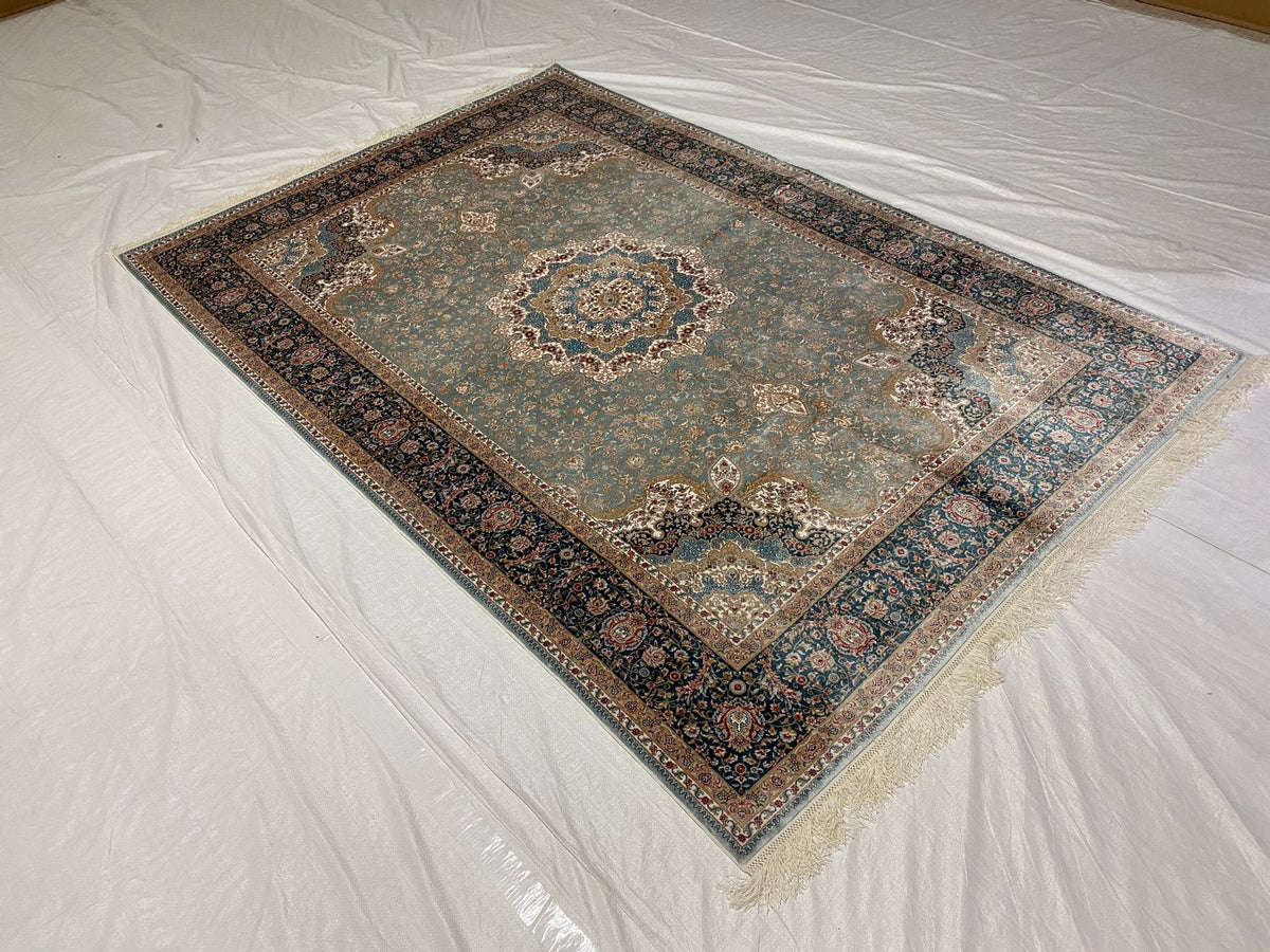 5x8 Green and Green Turkish Antep Rug