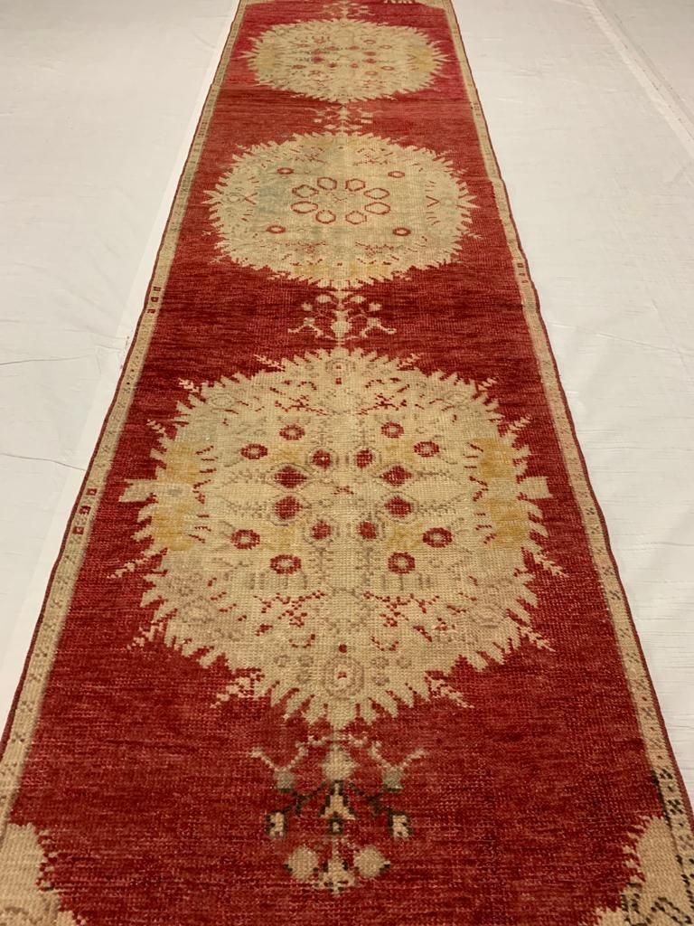 3x12 Red and Ivory Turkish Tribal Runner