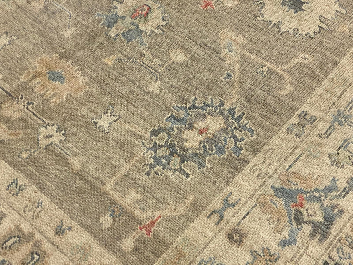 6x9 Gray and Ivory Turkish Oushak Rug