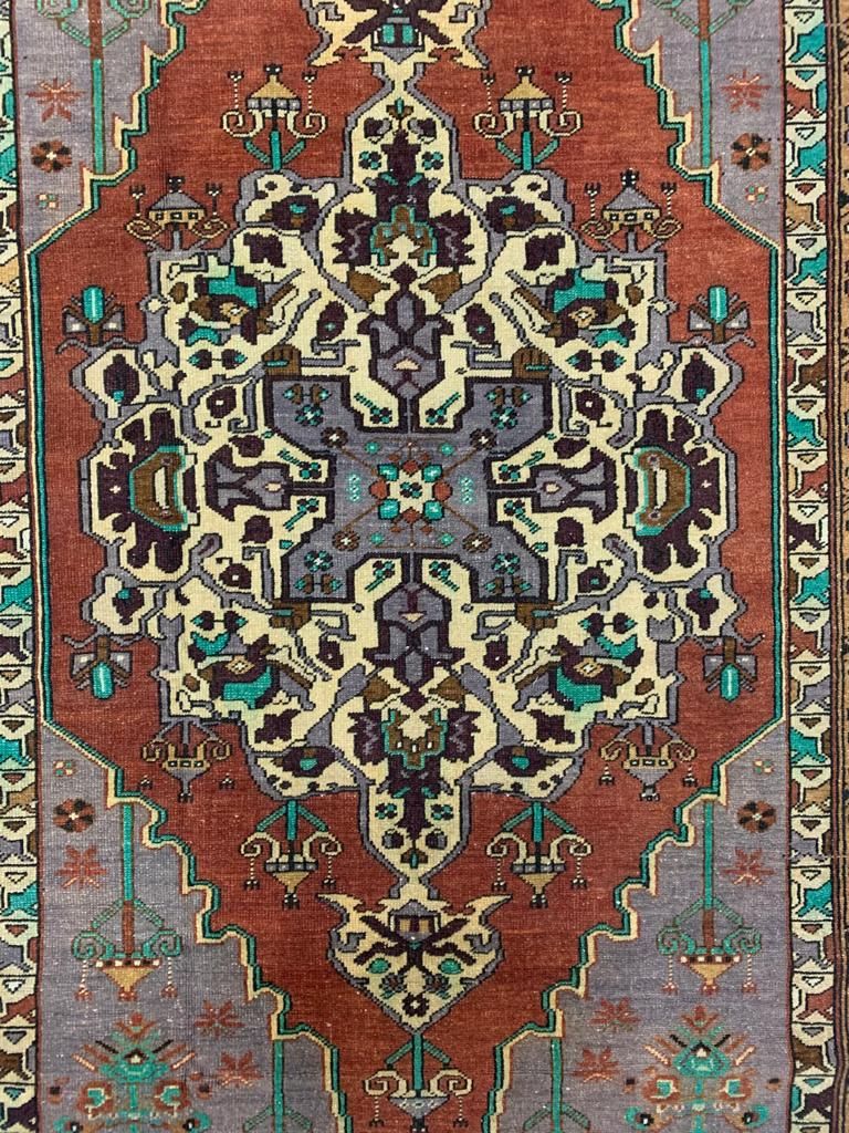 4x8 Purple and Brown Turkish Tribal Runner