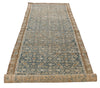 Vintage Handmade 3x13 Blue and Beige Persian Malayer Distressed Area Runner