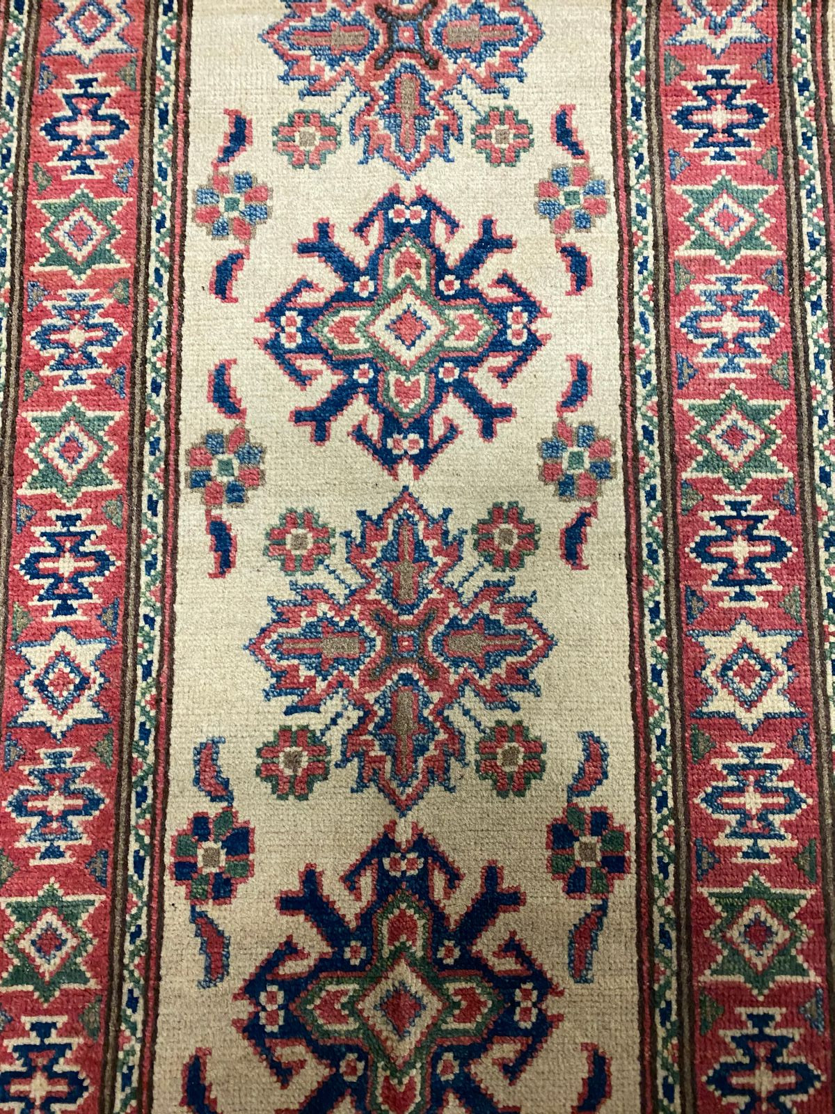 2x6 Ivory and Red Kazak Tribal Runner