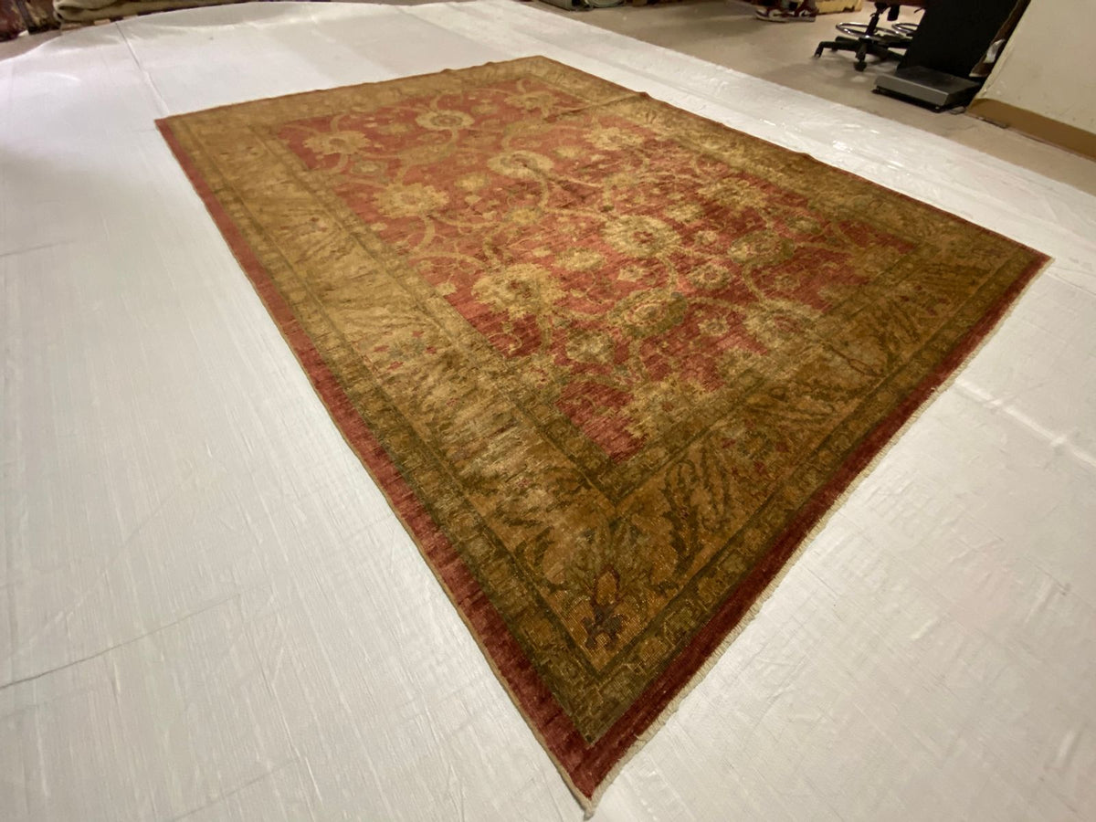7x9 Red and Gold Turkish Oushak Rug