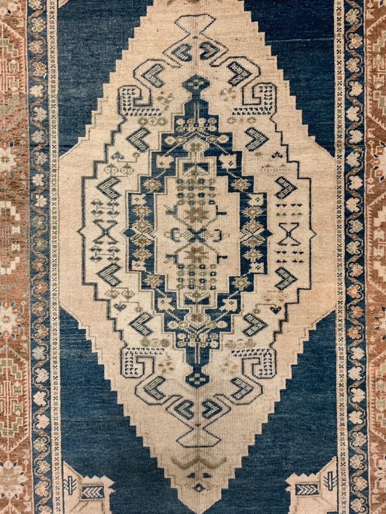 4x7 Ivory and Brown Turkish Tribal Rug