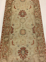 3x6 Ivory and Brown Turkish Oushak Runner