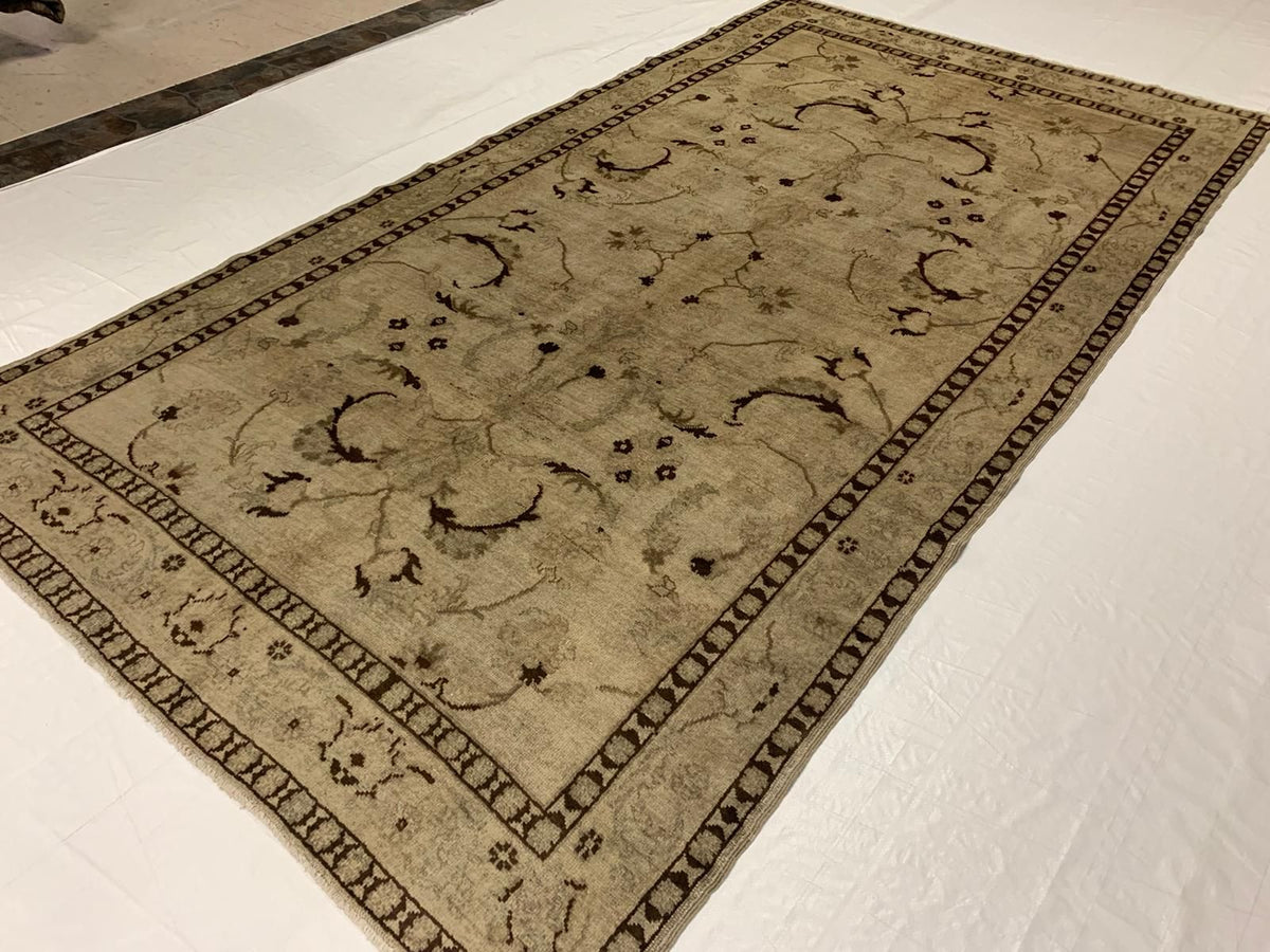 6x10 Ivory Turkish Tribal Rug