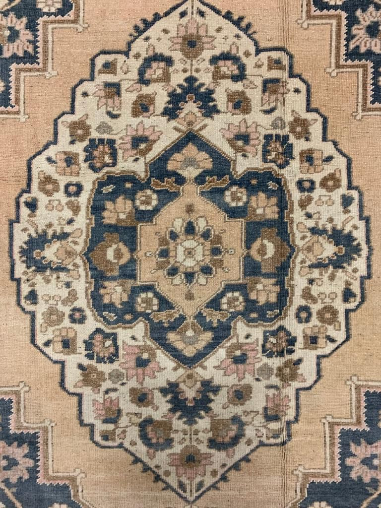 5x9 Blue and Beige Turkish Tribal Rug