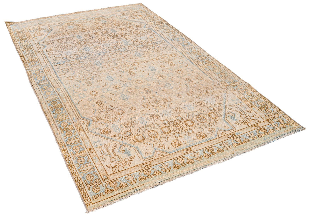 4x7 Beige and Blue Persian Rug