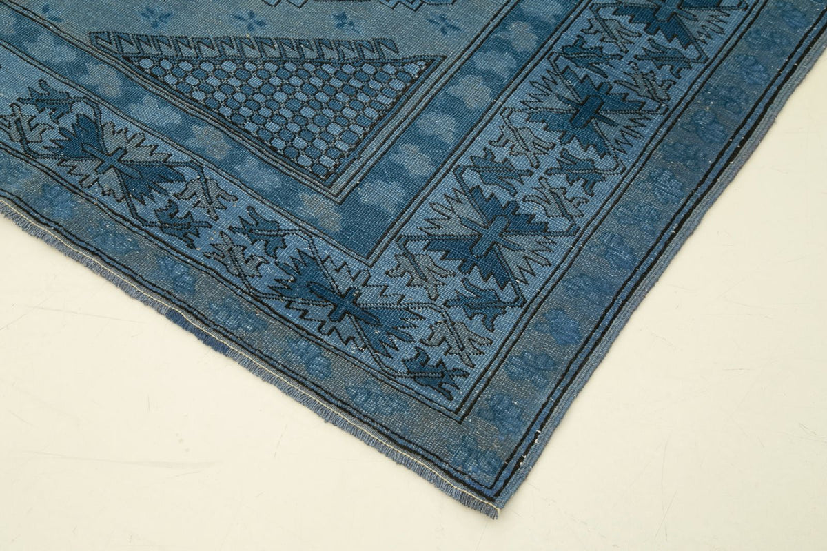 6x6 Navy and Blue Turkish Tribal Rug