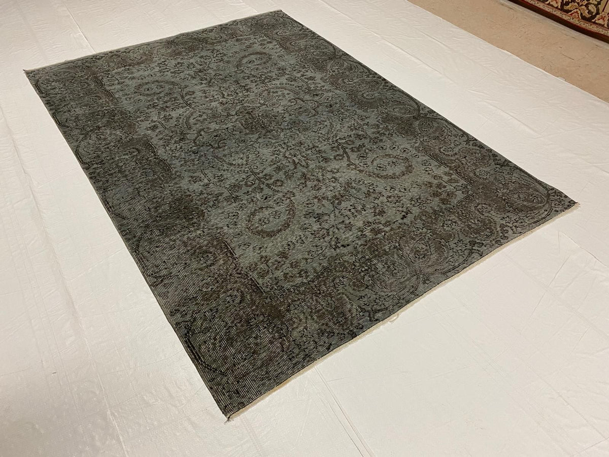6x8 Gray Turkish Overdyed Rug