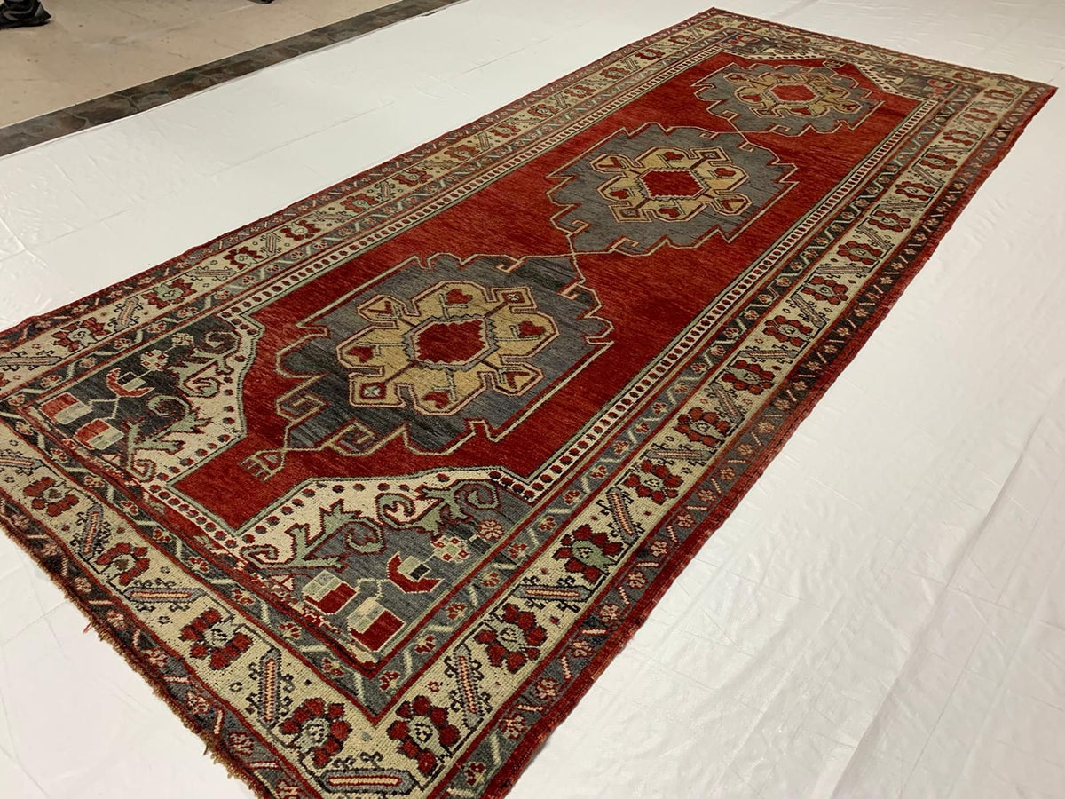 5x11 Red and Ivory Turkish Tribal Runner