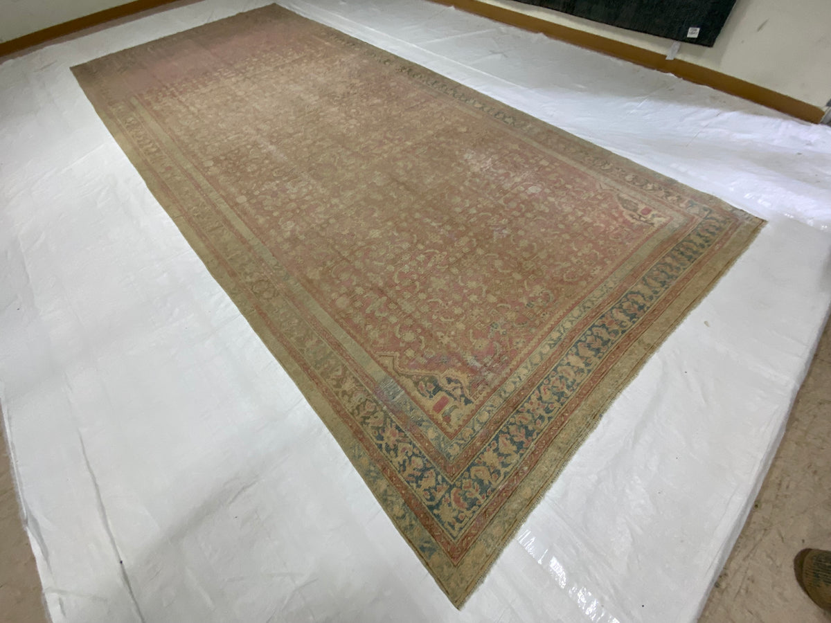 8x18 Pink and Blue Persian Rug