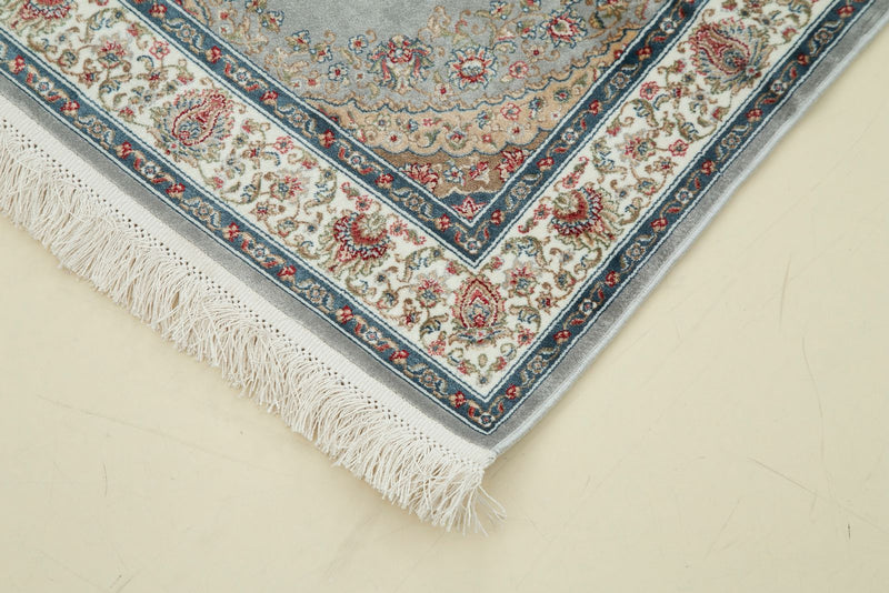 2x3 Blue and Ivory Turkish Antep Rug