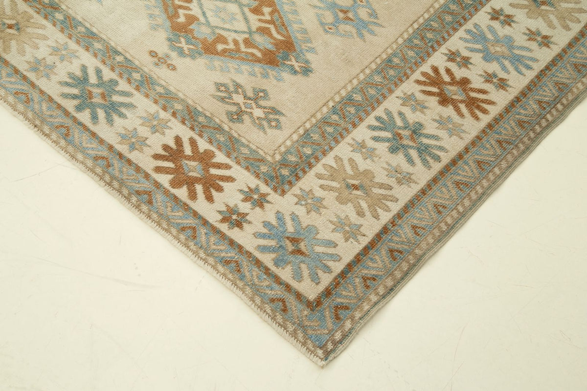6x7 Multicolor and Ivory Turkish Tribal Rug