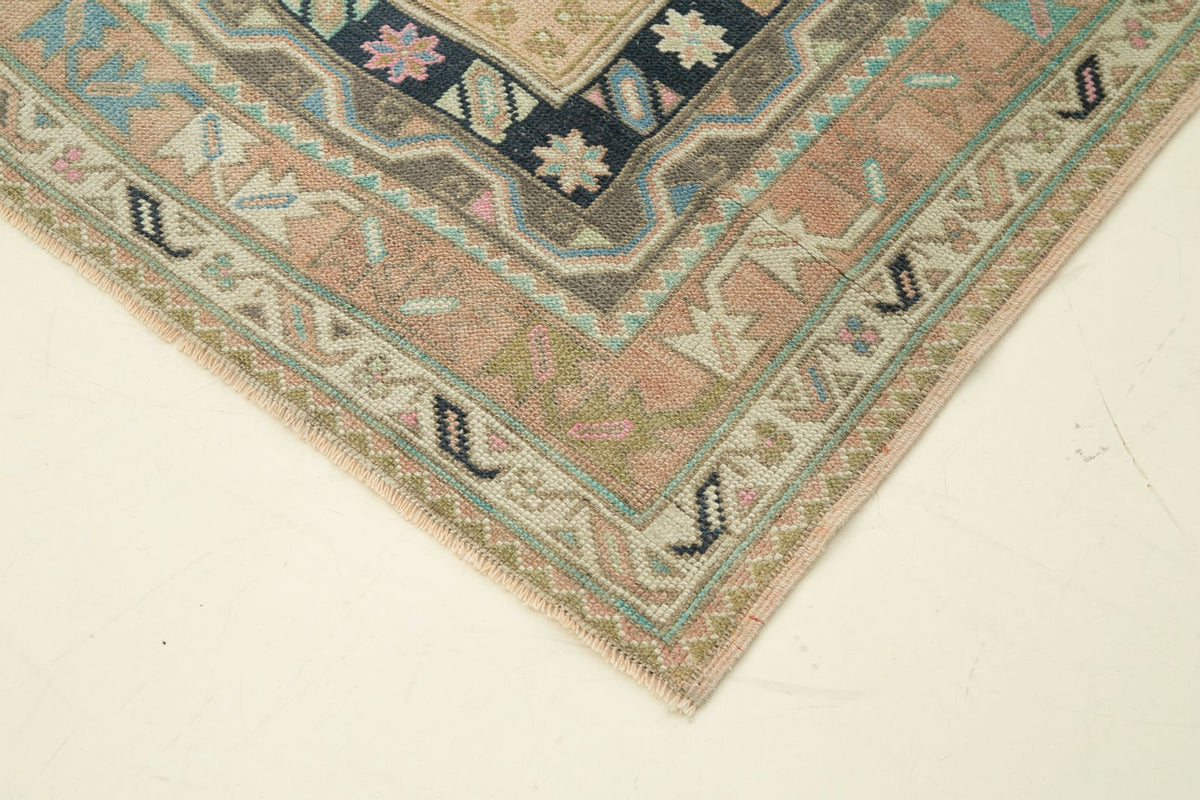 4x7 Pink and Navy Turkish Tribal Rug
