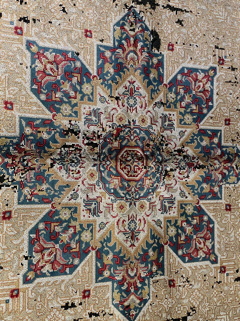 7x10 Black and Multi-color Turkish Antep Rug