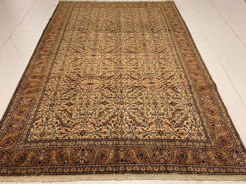 7x10 Green and Peach Turkish Traditional Rug