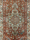 Vintage Handmade 3x14 Brown and Ivory  Persian Farahan Distressed Area Runner