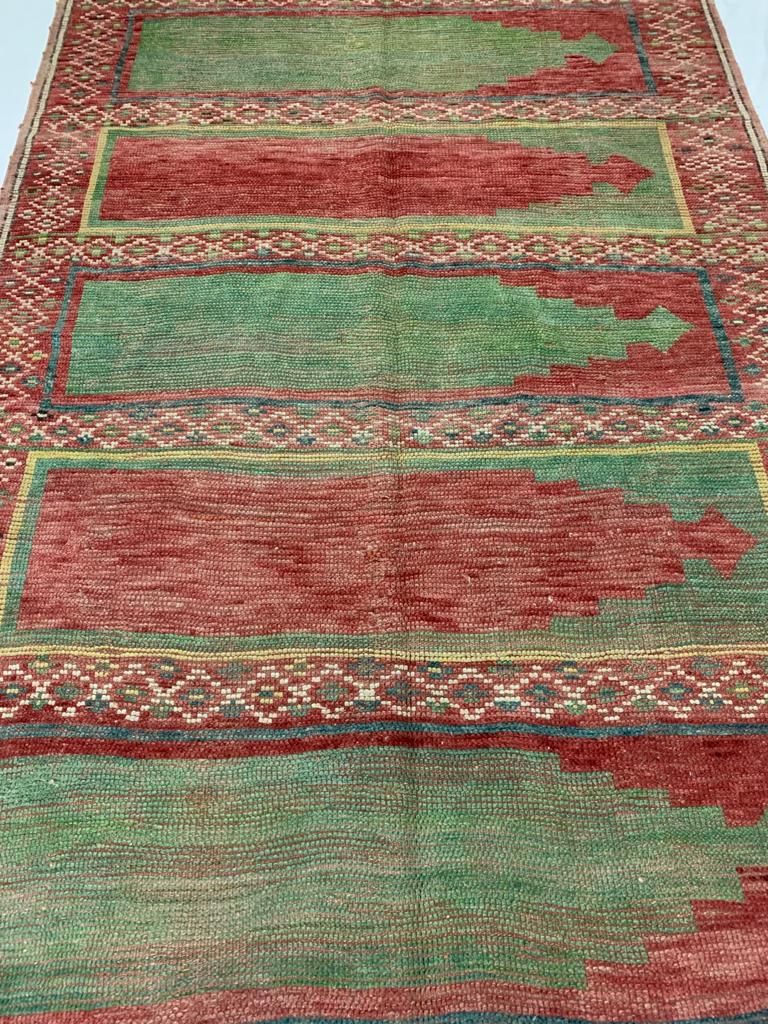5x8 Red and Green Turkish Tribal Rug