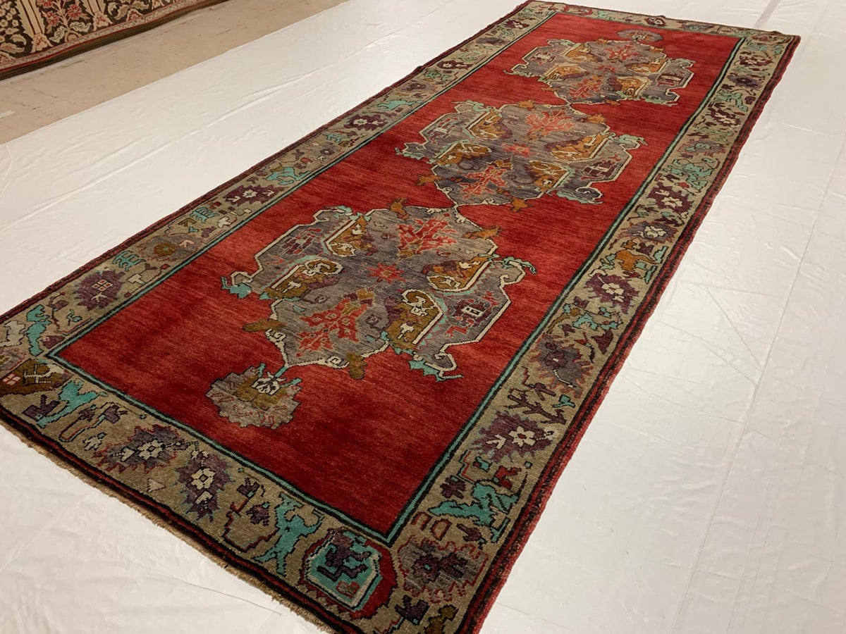 5x12 Red and Brown Turkish Tribal Runner