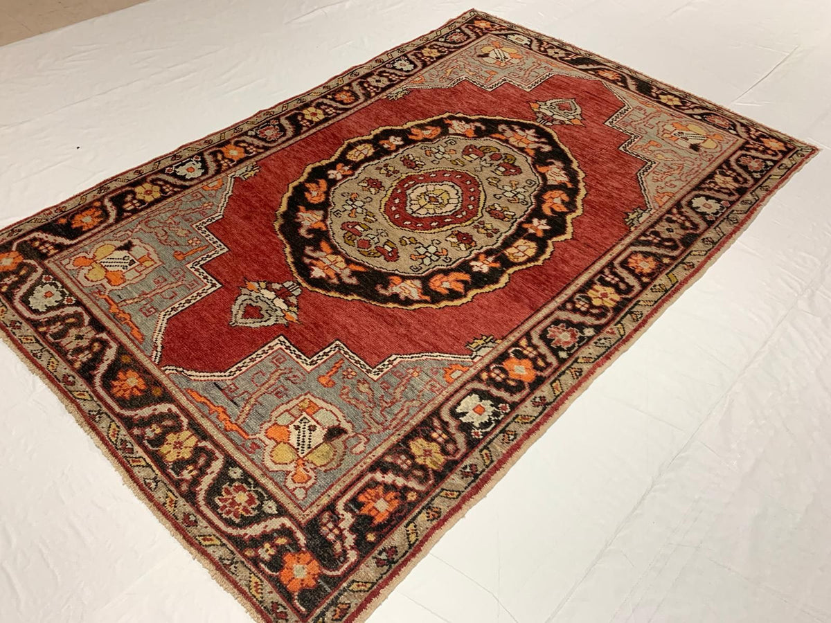 5x8 Red and Black Turkish Tribal Rug