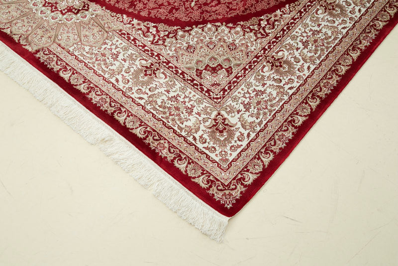 7x10 Red and Ivory Turkish Antep Rug