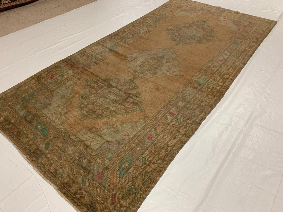 5x10 Beige and Beige Turkish Tribal Runner